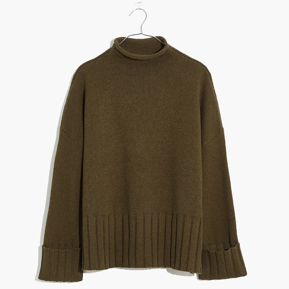 Madewell Glenmoor Mockneck Sweater in Cotton-Merino Yarn